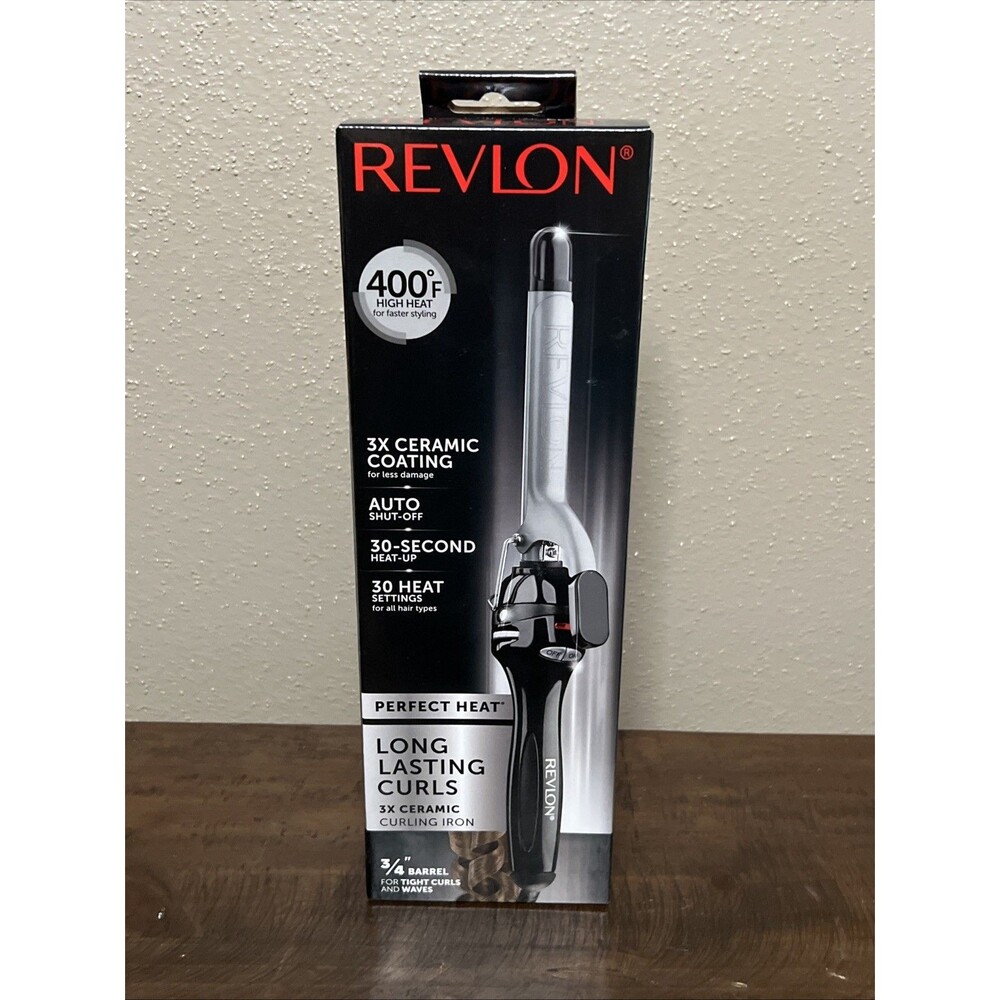 REVLON PERFECT HEAT 3X CERAMIC 3/4" CURLING IRON 400° 30 HEAT SETTINGS RV052 NEW